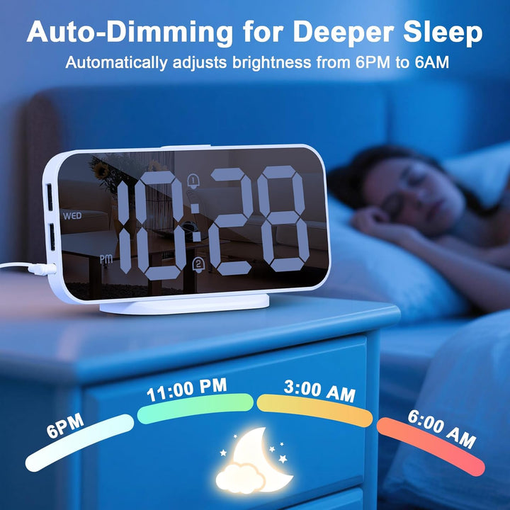 ALANAS Digitaler Wecker mit Dual-Alarmen, Spiegel-LED-Schlafzimmer-Wecker für Kinder, einstellbare H