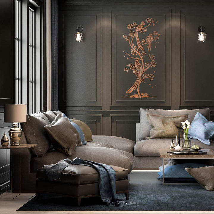 Wiederverwendbare Wandschablone aus Kunststoff // 59x95cm // Chinesische Vögel - Chinoiserie #1 // M