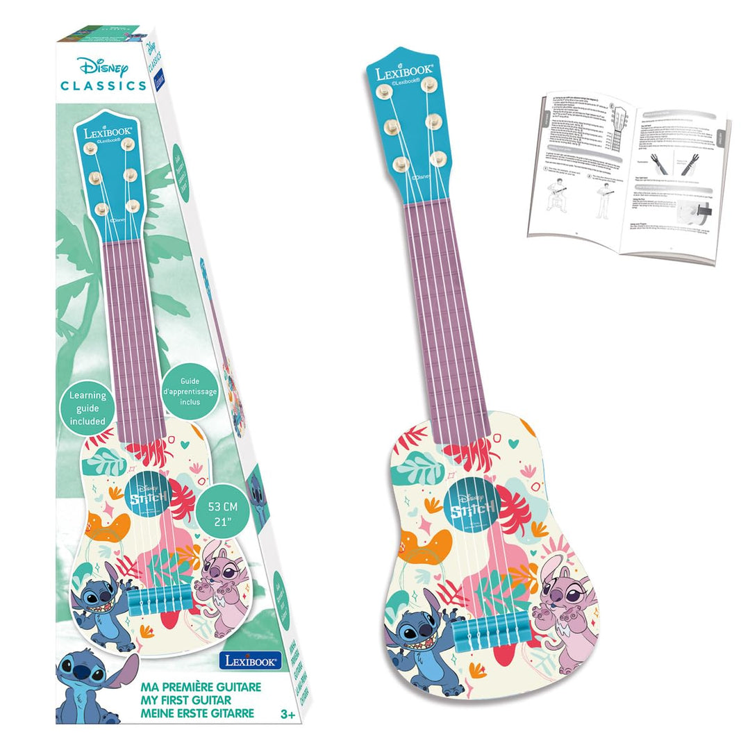 Lexibook, Disney Stitch, Meine erste Kinder-Gitarre, 6 Nylonsaiten, 53 cm, Inklusive Anleitung, Blau