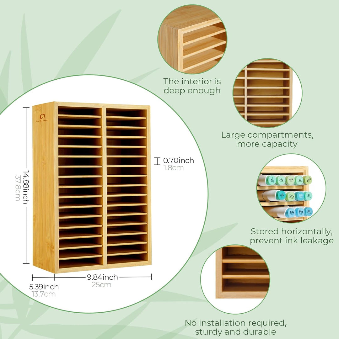 Ohuhu Bambus Marker Organizer, Holz Desktop Aufbewahrung für 224 Markerstifte Honolulu und Oahu Seri
