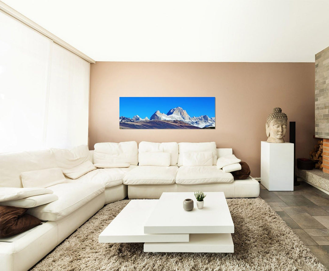 Paul Sinus Art Panoramabild auf Leinwand und Keilrahmen 150x50cm Patagonien Gebirge Berggipfel Schne