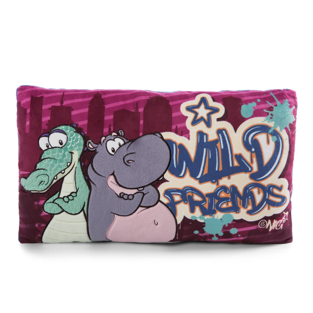 NICI Kuschelkissen Krokodil und Nilpferd – Nachhaltiges Kuscheltierkissen für Mädchen, Jungen & Baby