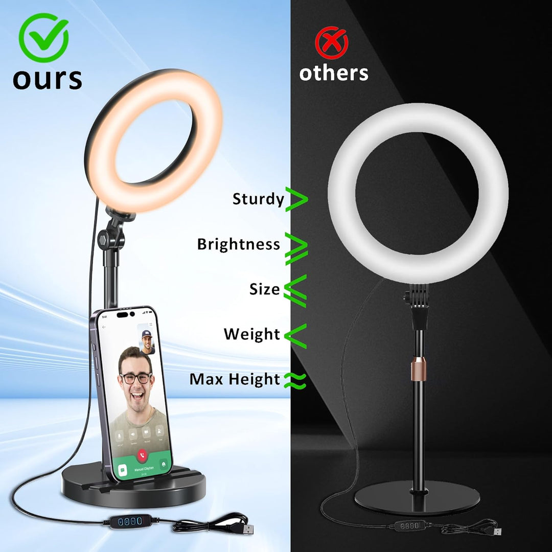 Schreibtisch-Ringlicht mit Teleskop-Ständer, Reise-Desktop-Hola-Licht für Telefon, Selfie, Laptop, Z