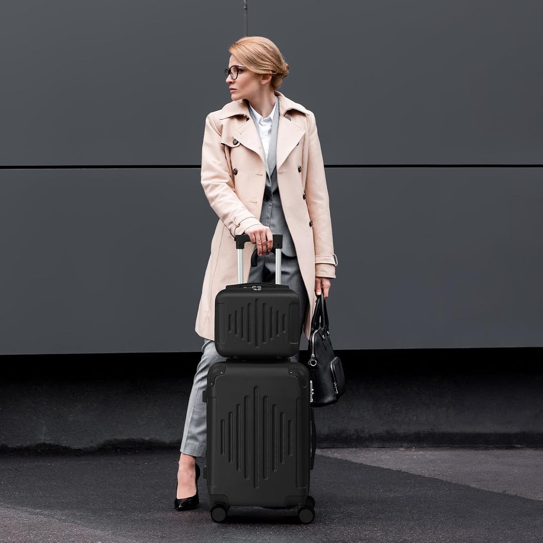 LALAHO Kofferset 2 teilig, Reisekoffer Set mit Kosmetikkoffer, Hartschalen Koffer Set aus ABS, Gepäc