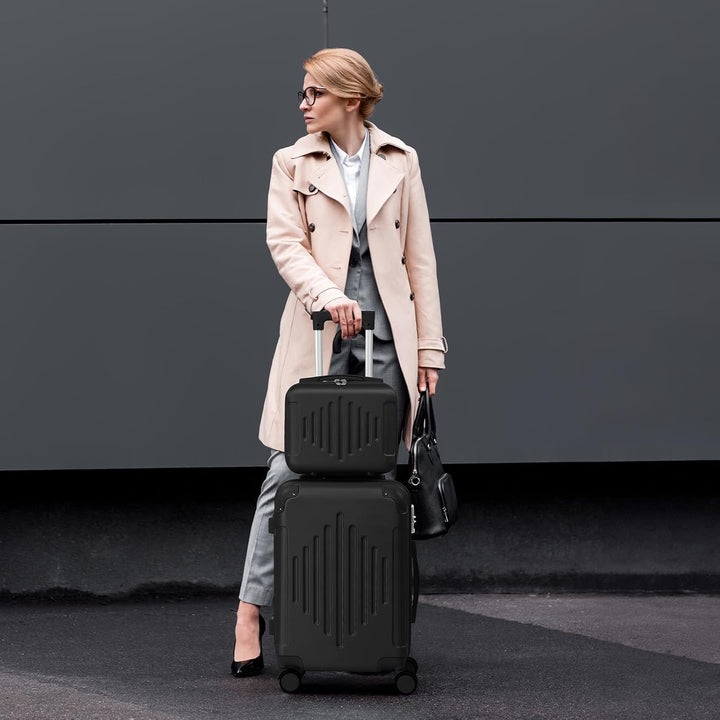 LALAHO Kofferset 2 teilig, Reisekoffer Set mit Kosmetikkoffer, Hartschalen Koffer Set aus ABS, Gepäc