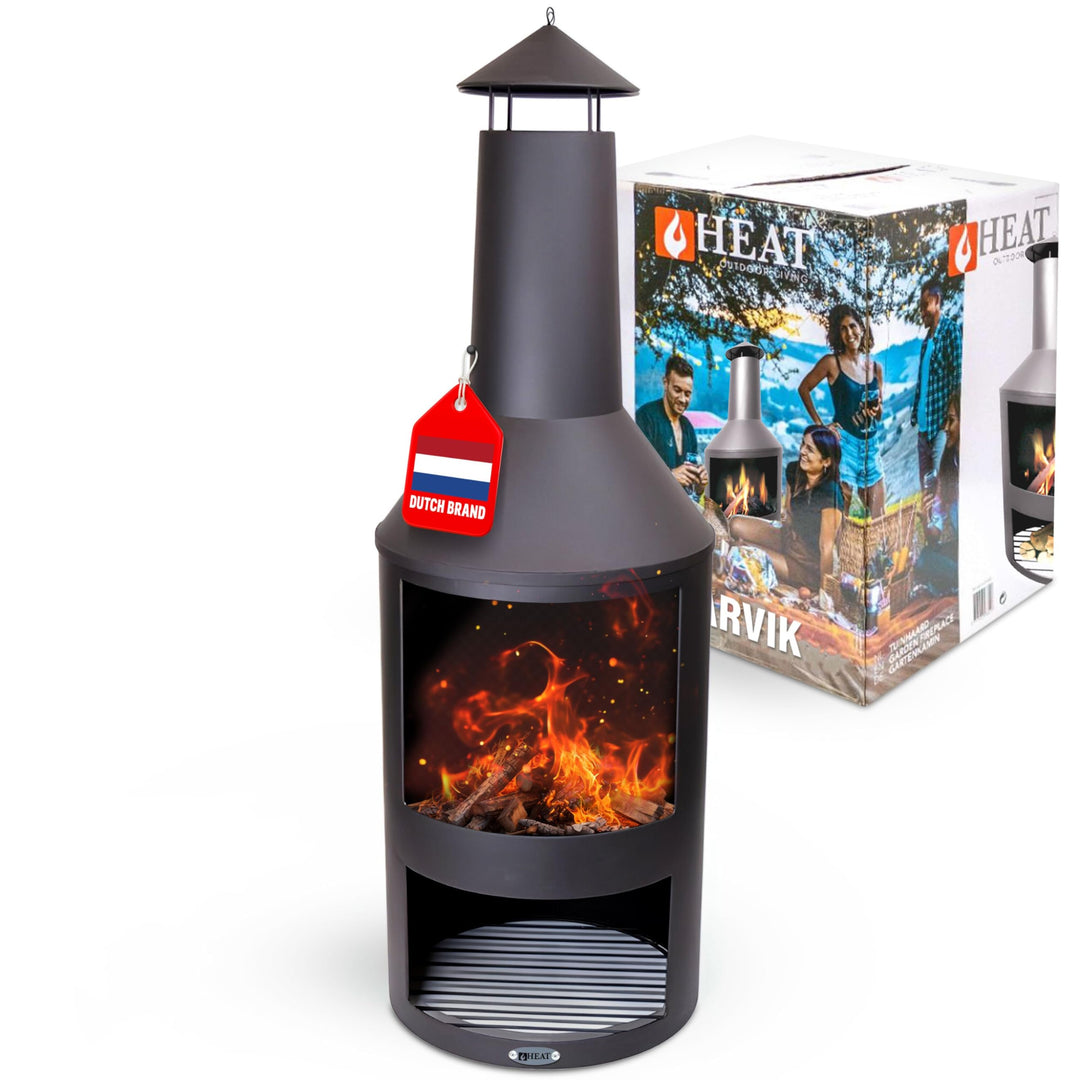 Larvik - Terrassenofen - Feuertonne & Feuerstelle für entspannte Abende - Feuersäule Outdoor - Terra