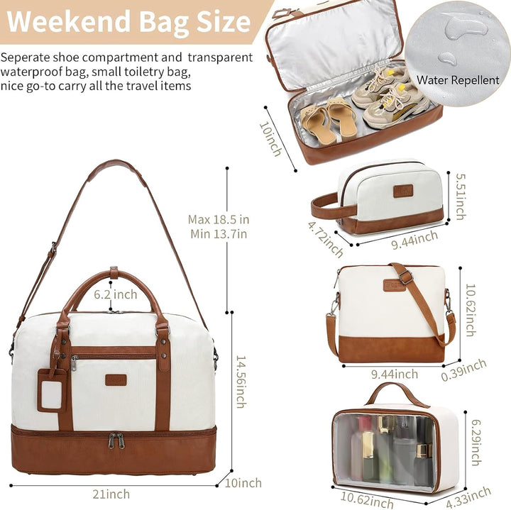 Wogarl Weekender Taschen für Damen, grosse Segeltuch-Übernachtungstasche, Reisetasche, Handgepäck, S