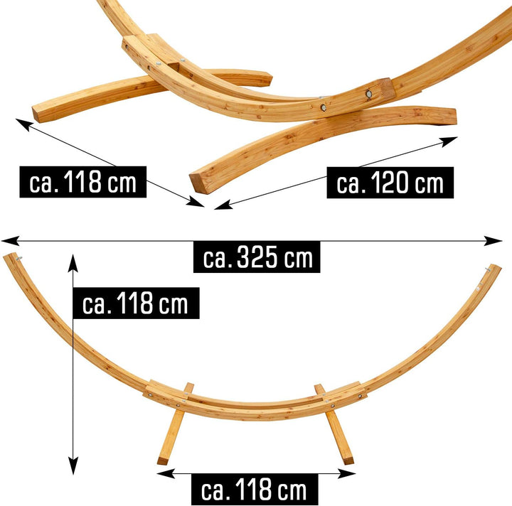 AMANKA XL Hängemattengestell Outdoor Holz - 325 cm Hängemattengestell 2 Personen Hängematten Ständer