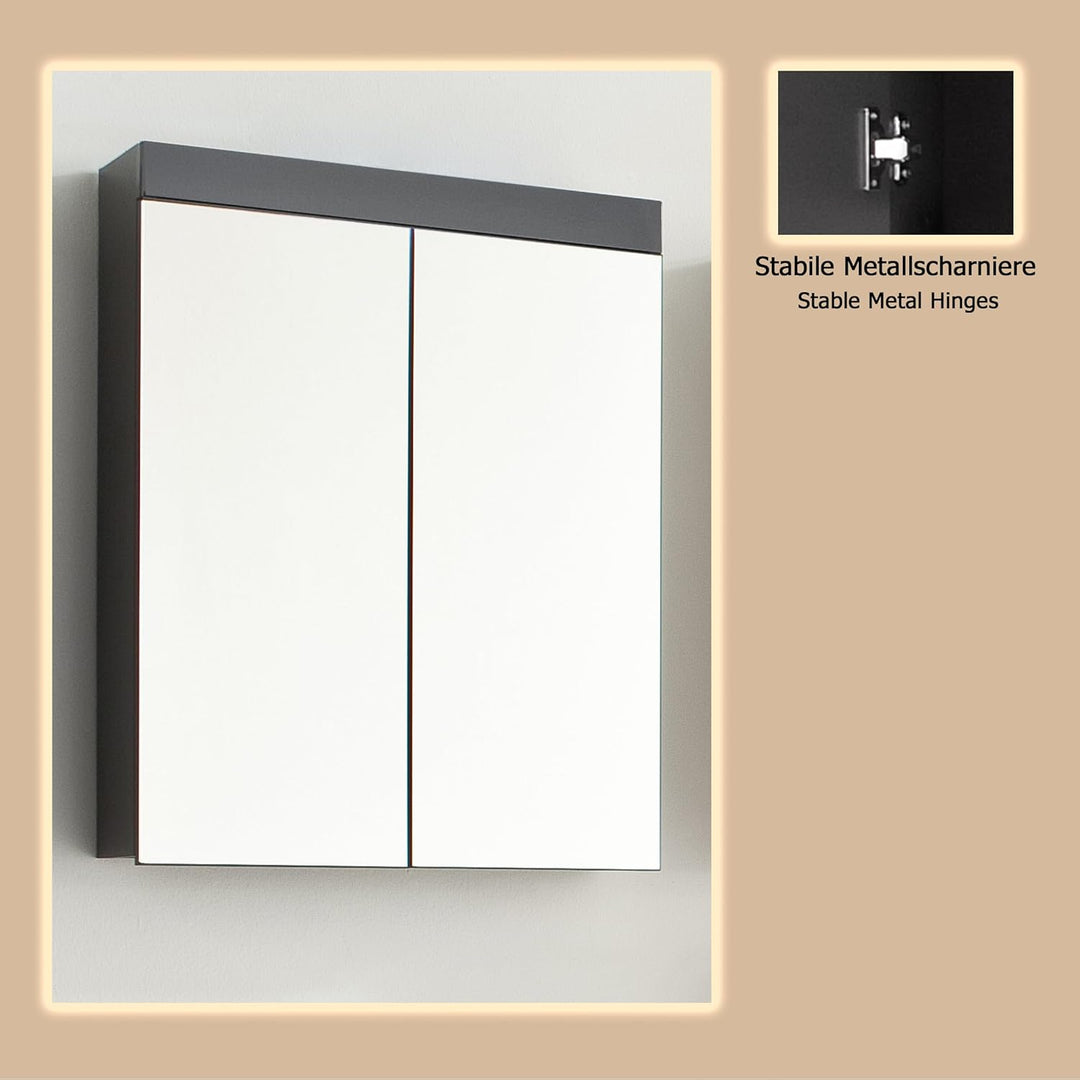 trendteam smart living - Spiegelschrank inkl. Beleuchtung - Bad - Amanda - Aufbaumass (BxHxT) 60 x 7
