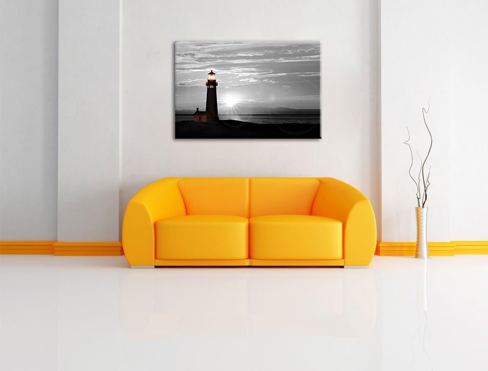 Pixxprint Leuchtturm im Sonnenuntergang als Leinwandbild/Grösse: 100x70 cm/Wandbild/Kunstdruck/ferti