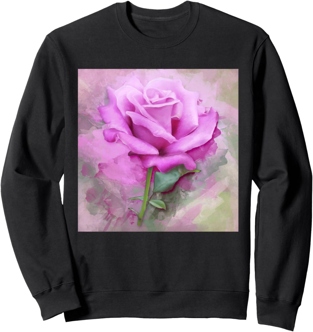 Gemälde einer rosa Rose bunt malerisch Sweatshirt