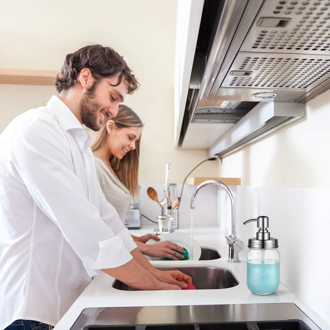 TOPBATHY Seifenspender mit Edelstahlpumpe Glas Flüssigseifen-Spender für Küche Badezimmer Shampoo Öl