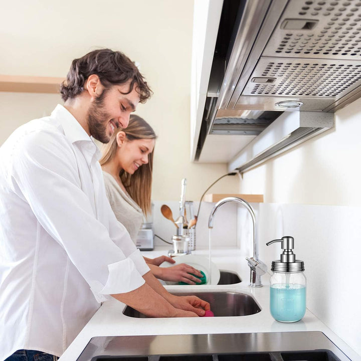 TOPBATHY Seifenspender mit Edelstahlpumpe Glas Flüssigseifen-Spender für Küche Badezimmer Shampoo Öl