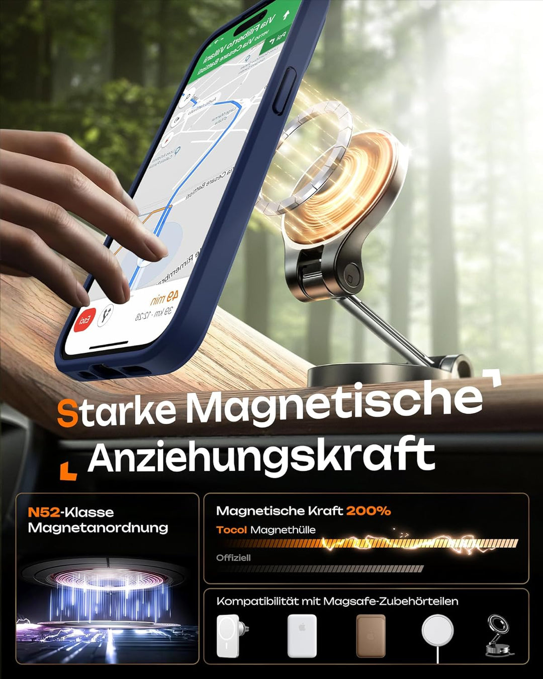 TOCOL 3 in 1 für iPhone 14 Pro Max Hülle für Magsafe, mit 2 Schutzglas, Vollständiger Kameraschutz S