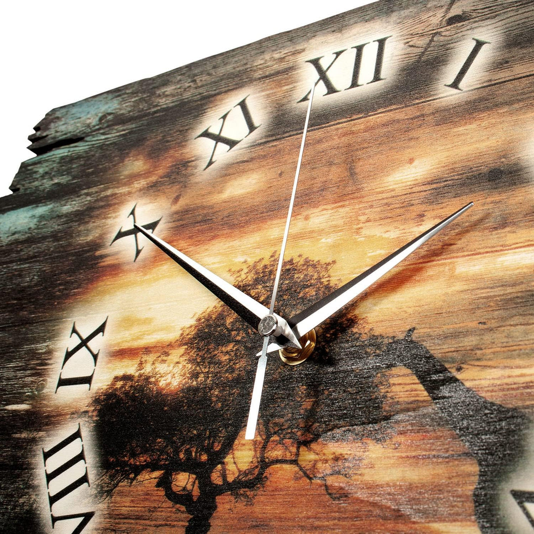 Kreative Feder Afrika Shabby Style Designer Wanduhr Funkuhr aus Holz *Made in Germany leise ohne Tic