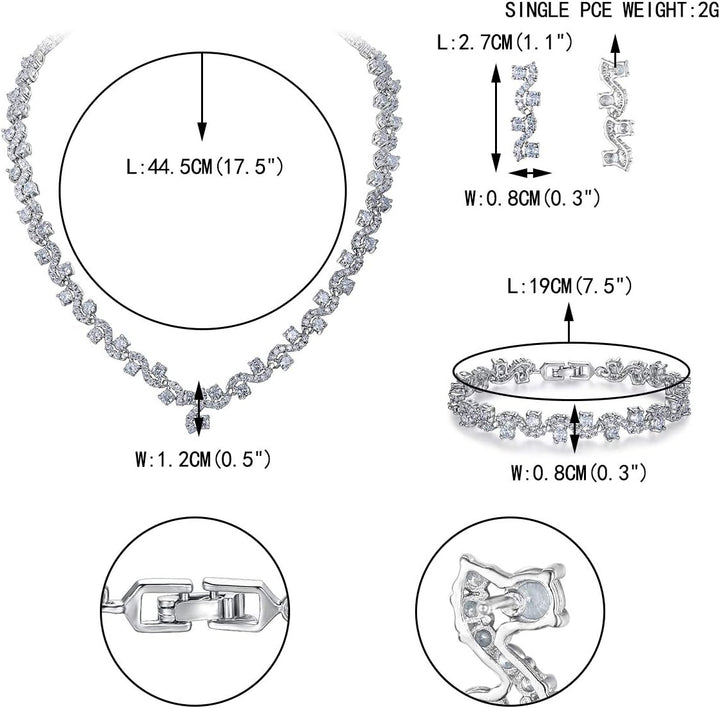 EVER FAITH® Zirkonia Kristall elegant Braut Modeschmuck Schmuck-Sets Silber-Ton N03406-1