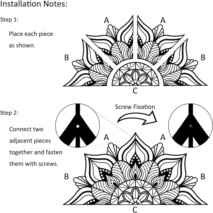 ESTART Grosse Metall-Mandala-Wanddekoration, einzigartige Lotusblumen-Wandkunst für Zuhause Schlafzi