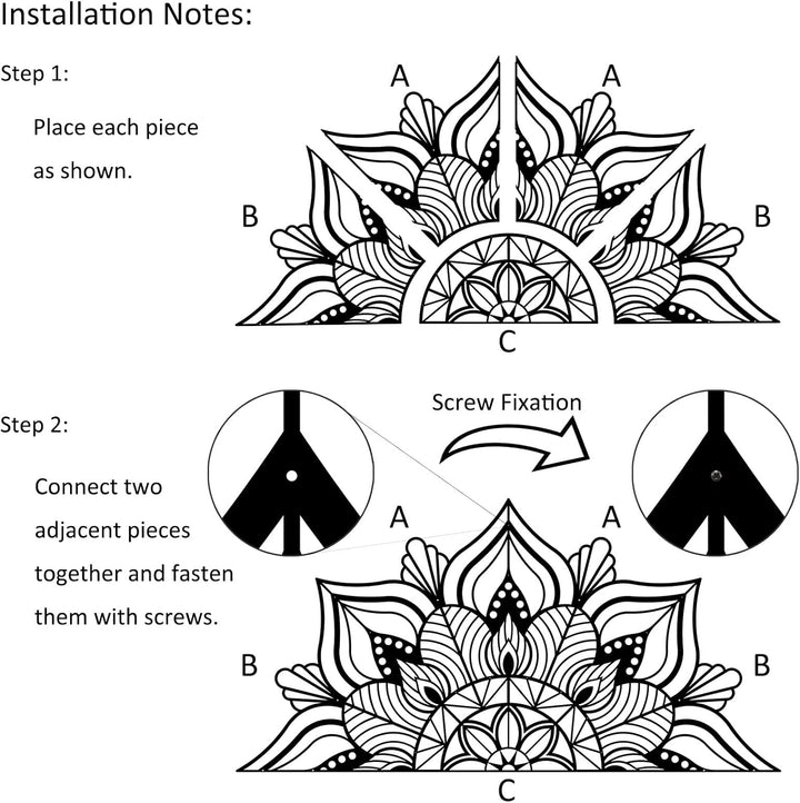 ESTART Grosse Metall-Mandala-Wanddekoration, einzigartige Lotusblumen-Wandkunst für Zuhause Schlafzi