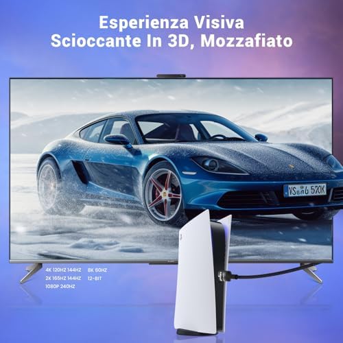 Etseinri Zertifiziert HDMI 2.1 Kabel 2M & DisplayPort 1.4 Kabel 2M 8K@60Hz 4K@120Hz, Hohe Geschwindi