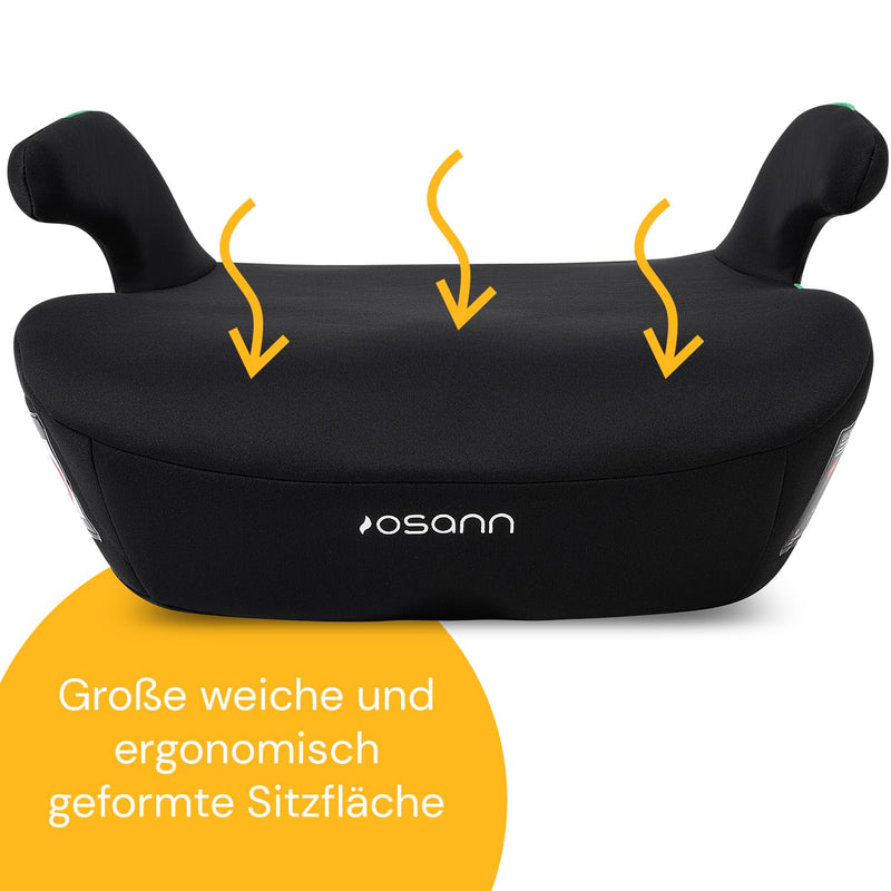 Osann Kinderautositz Boost 135-150 cm in Schwarz | Ergonomische Sitzerhöhung mit 3-Punkt-Gurt | Abne