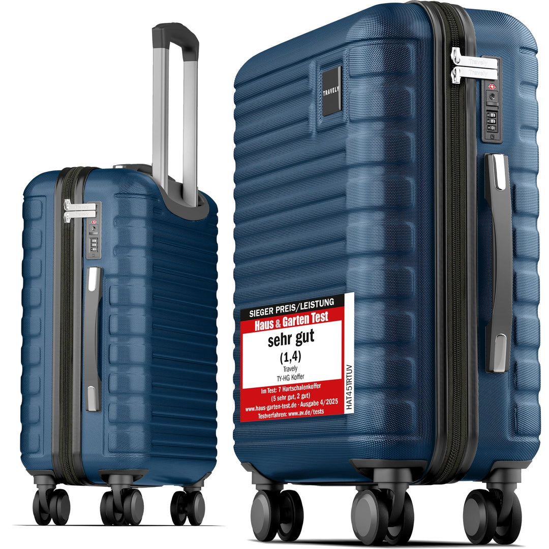 Travely Premium Handgepäck Koffer 55x40x20cm - passend für Ryanair, Lufthansa, Eurowings und co. I 3