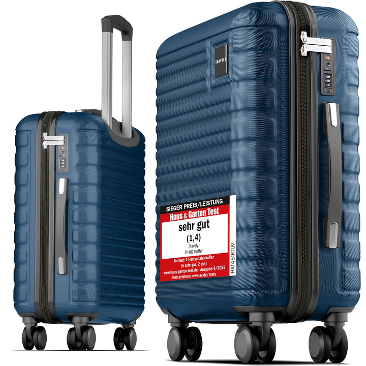 Travely Premium Handgepäck Koffer 55x40x20cm - passend für Ryanair, Lufthansa, Eurowings und co. I 3