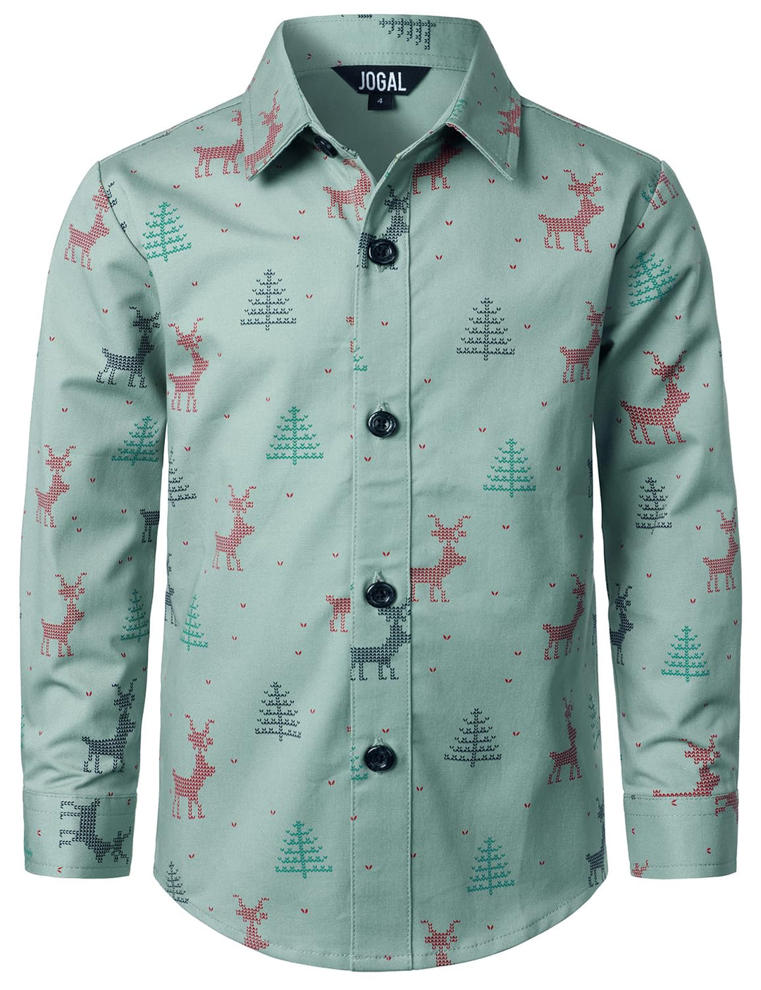 JOGAL Herren Funky Christmas Print Weihnachtsmann Hemd Langarm Button Up Freizeithemd Grosse Jungs 6