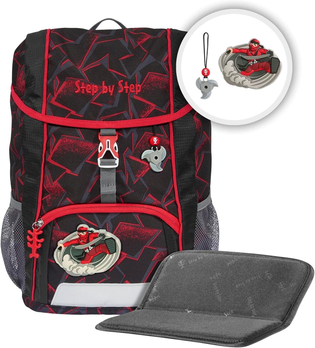 Step by Step Rucksack-Set KID „Ninja Yuma“, mit Sitzkissen, ergonomischer Mini-Ranzen mit höhenverst