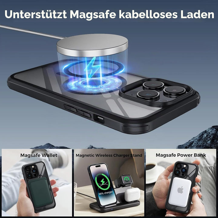 Holidi iPhone 14 Pro Max Hülle für Magsafe, 360 Grad Hülle, Handyhülle Schutzhülle mit Eingebautem 9