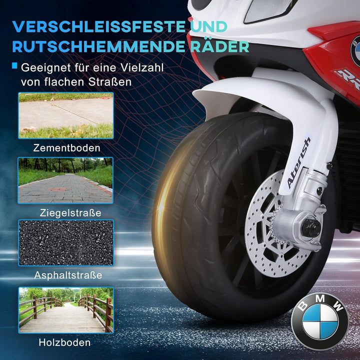 HOMCOM Elektro Kindermotorrad Kinderfahrzeug Elektro-Dreirad mit Akku Rot PP + Stahl 66 x 37 x 44 cm