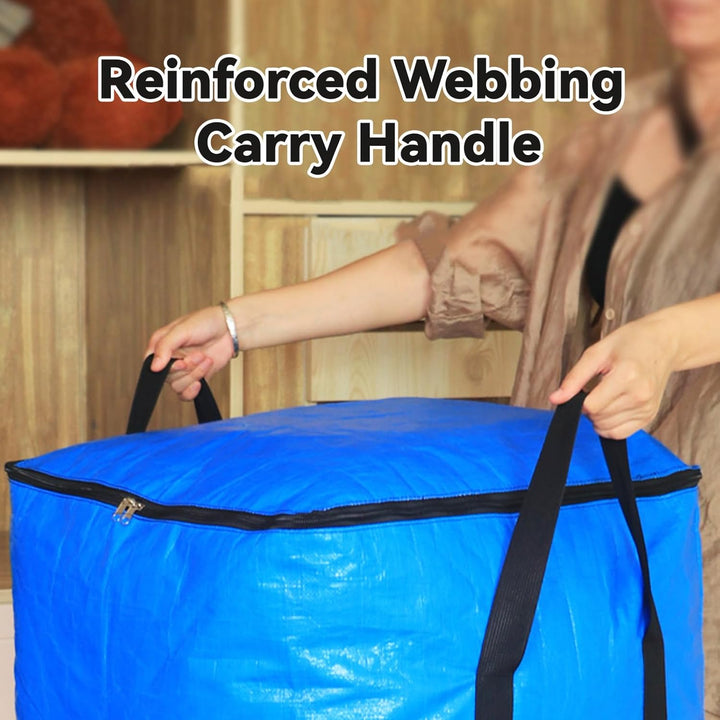 Blauer Packsack 50×50×50 cm 125L Aufbewahrungsbeutel mit Deckel und Griffen Faltbare Aufbewahrungsbo