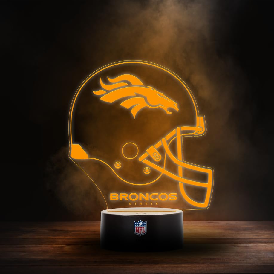 Great Branding Denver Broncos NFL LED Lampe Licht Logo Helm, Wechselmodus mit 6 unterschiedlichen Fa