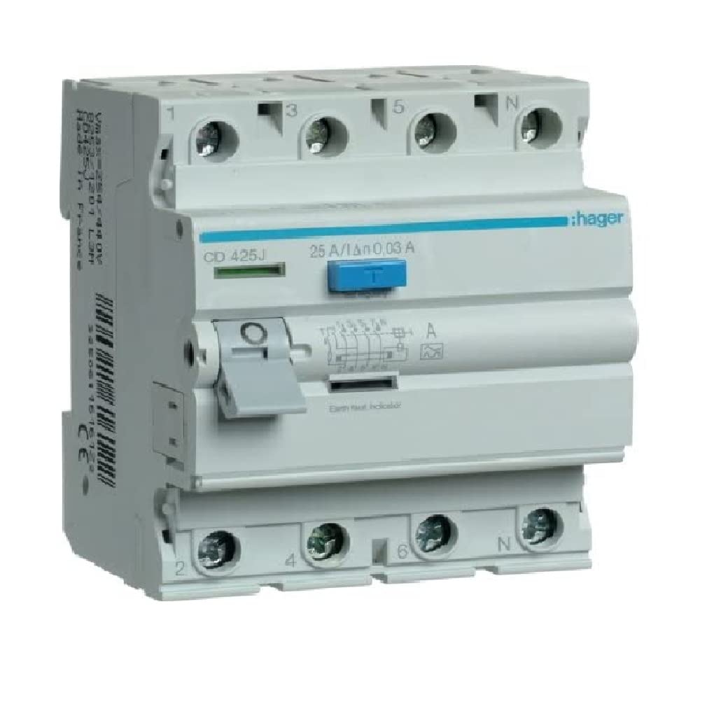 Fehlerstromschutzschalter 4P 25A 0,03A Typ A CDA425J hager Polo 3250611619857
