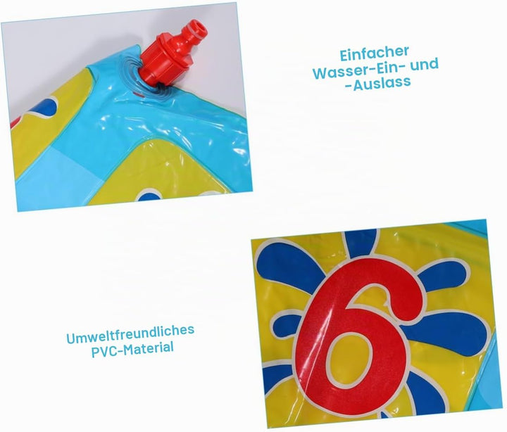 Aufblasbare Wassersprühmatte Für Kinder – Spielmatte Mit Zahlen 1-9 Zum Lernen Und Spielen Perfekt F