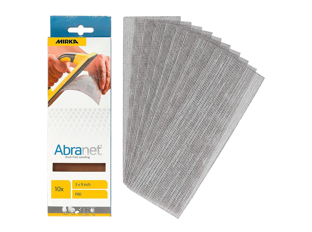 Mirka Abranet Netz Schleifstreifen 80x230mm / Klett Schleifblätter/Korn P80 / 10 Stück / AE175F1080