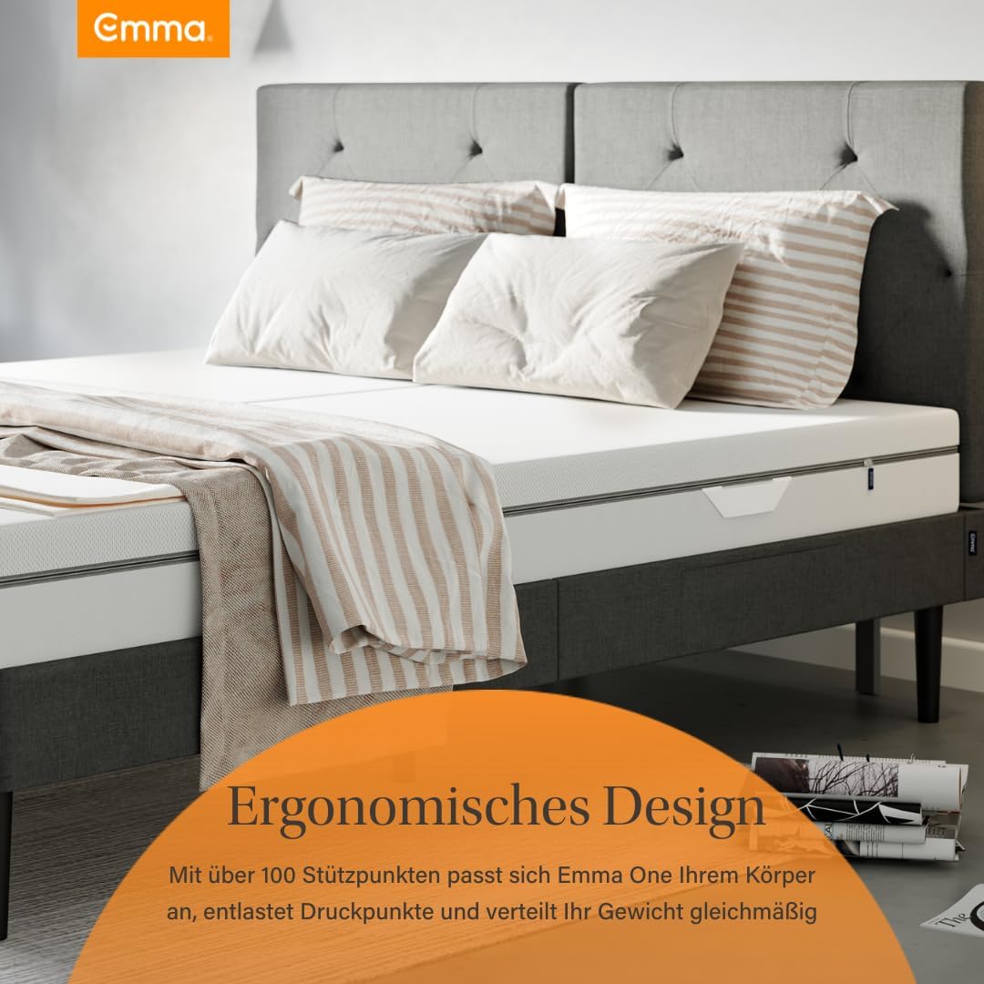 EMMA One Schaum Matratze - 90x200x18 cm, Liegegefühl Medium - ergonomische 7 Zonen Matratze - atmung