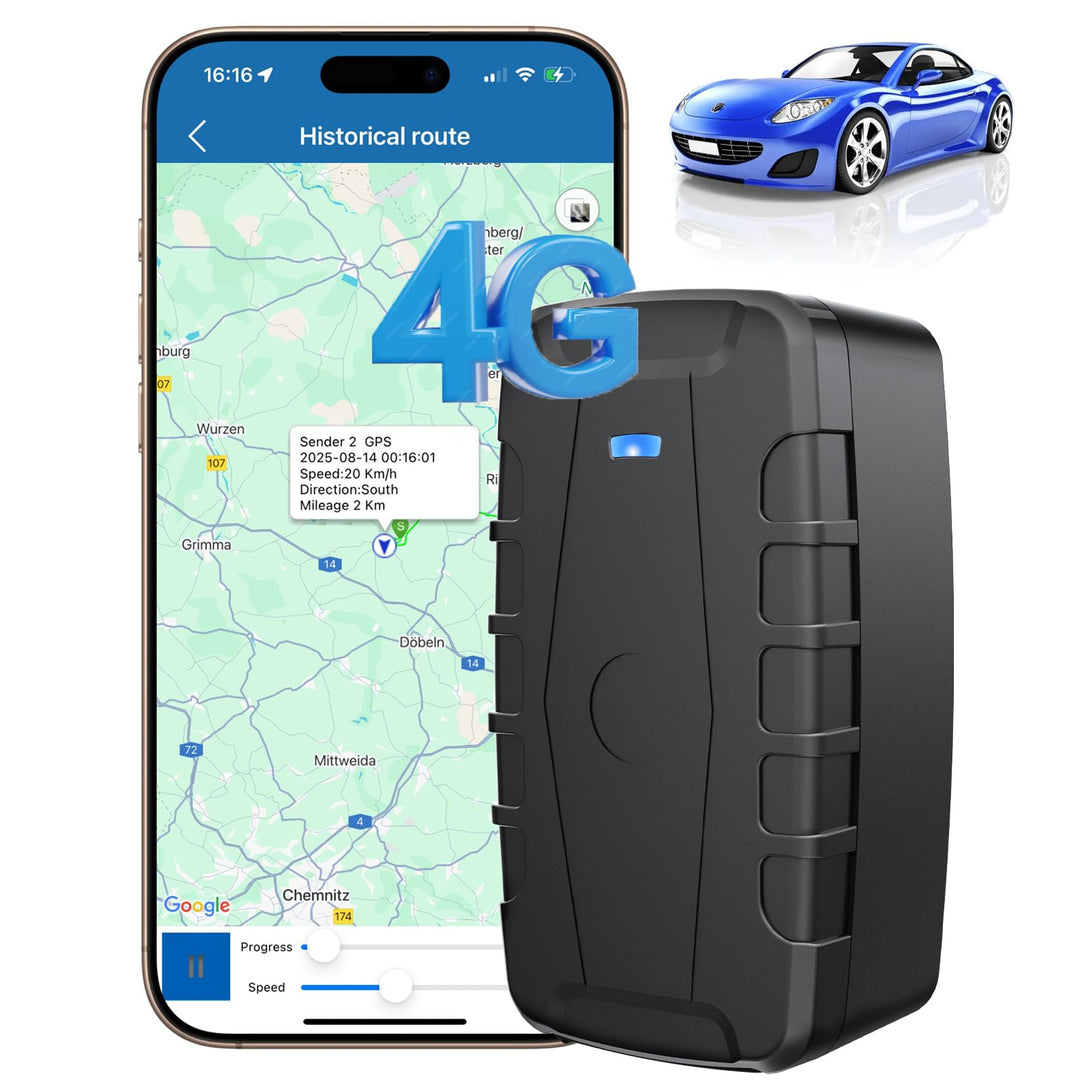 Winnes 4G GPS Tracker für Auto GPS Tracker Ohne ABO Echtzeit Ortung,20000mAh Akku,Standby-Zeit Von 2