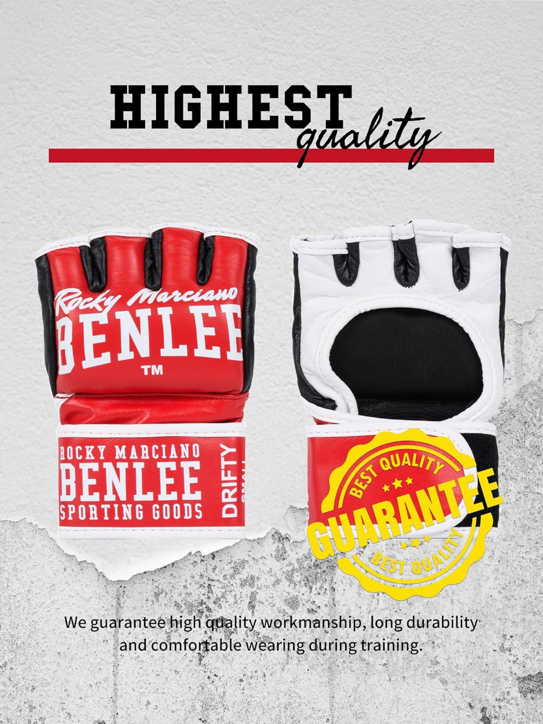 BENLEE MMA-Trainingshandschuhe aus Leder (1 Paar) DRIFTY M Red, M Red