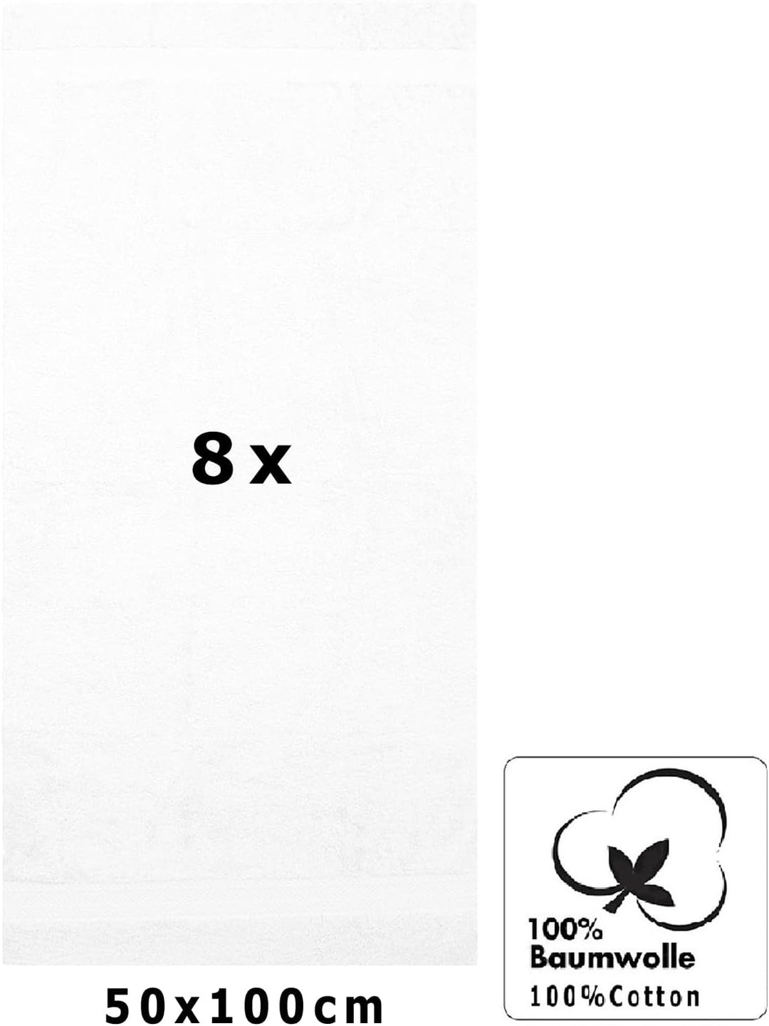 Betz 8 Stück Handtücher Set Grösse 50 x 100 cm Handtuch Premium 100% Baumwolle Farbe weiss, Weiss