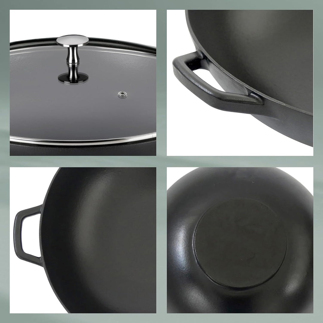 kela 12475 Calido Wok, Cast Iron, 4 liters Schwarz, Schwarz