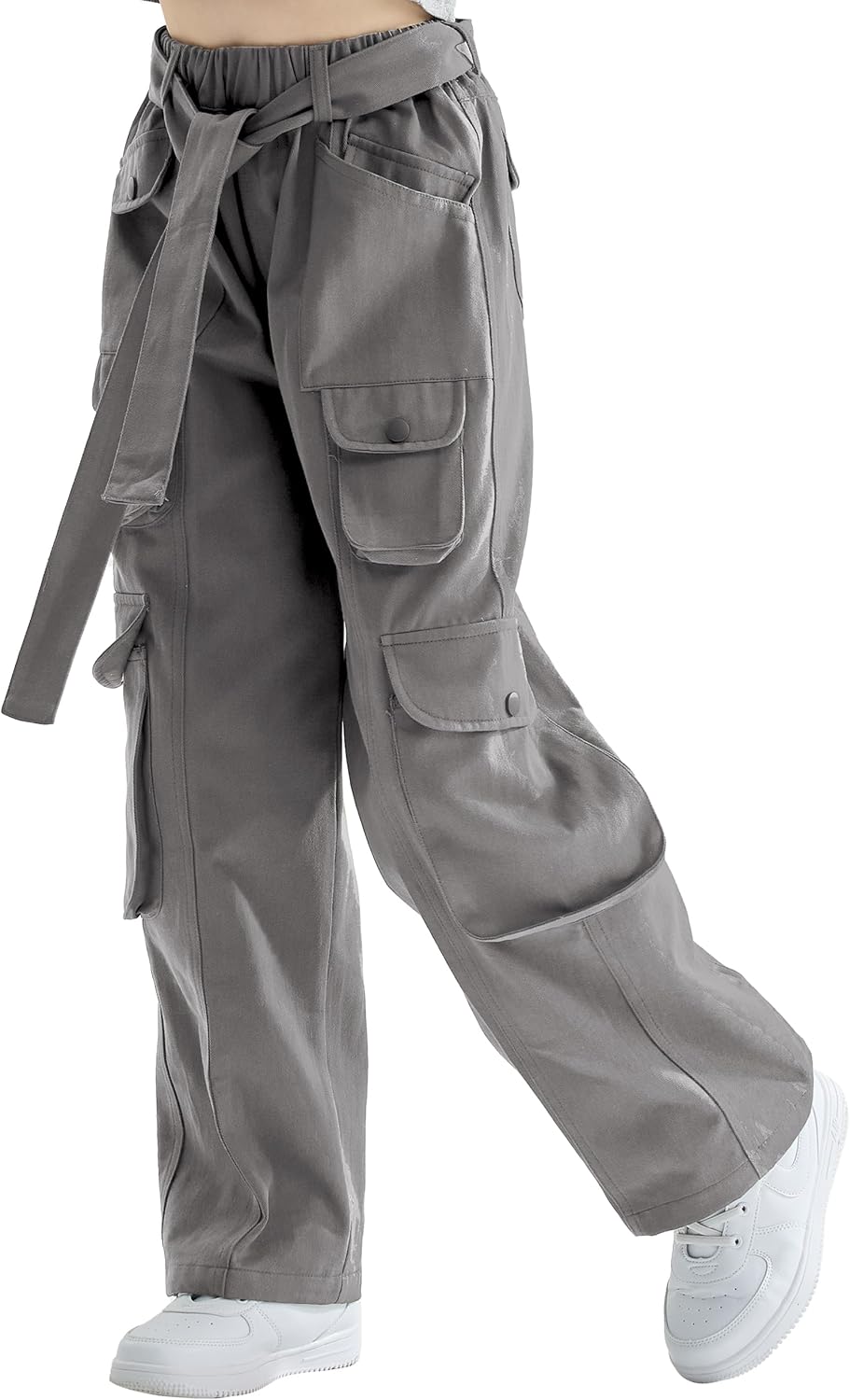 Rolanko Baggy Cargo Jeans für Mädchen, Elastische Hose mit Hoher Taille und Weitem Bein Y2K Jeanshos