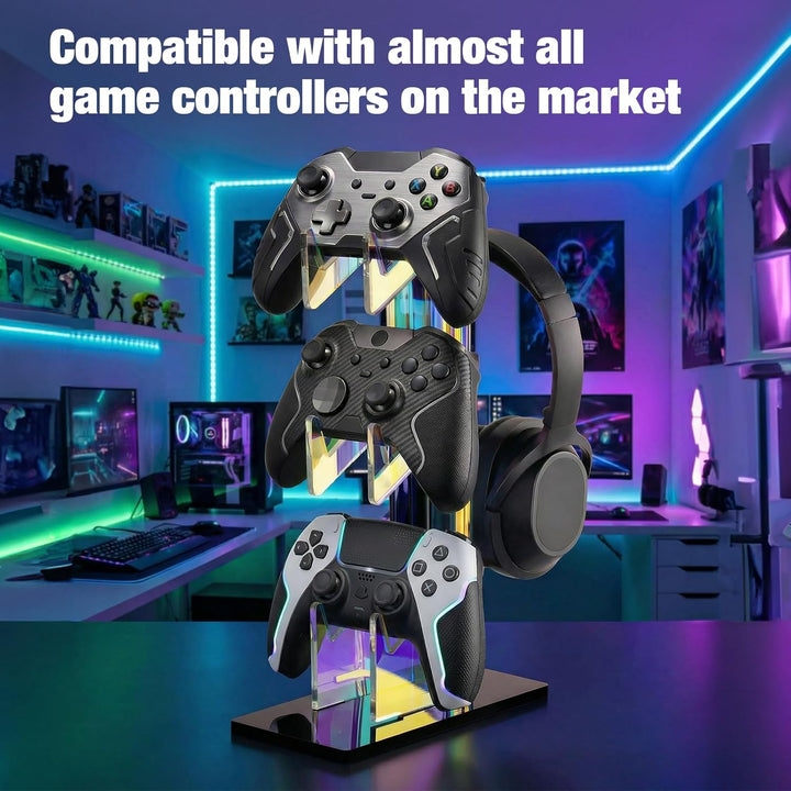 NiHome Iridescent Acrylic 3-Tier Game Controller Headset Halterung Für Ps5 Xbox One Switch, Farbenfr