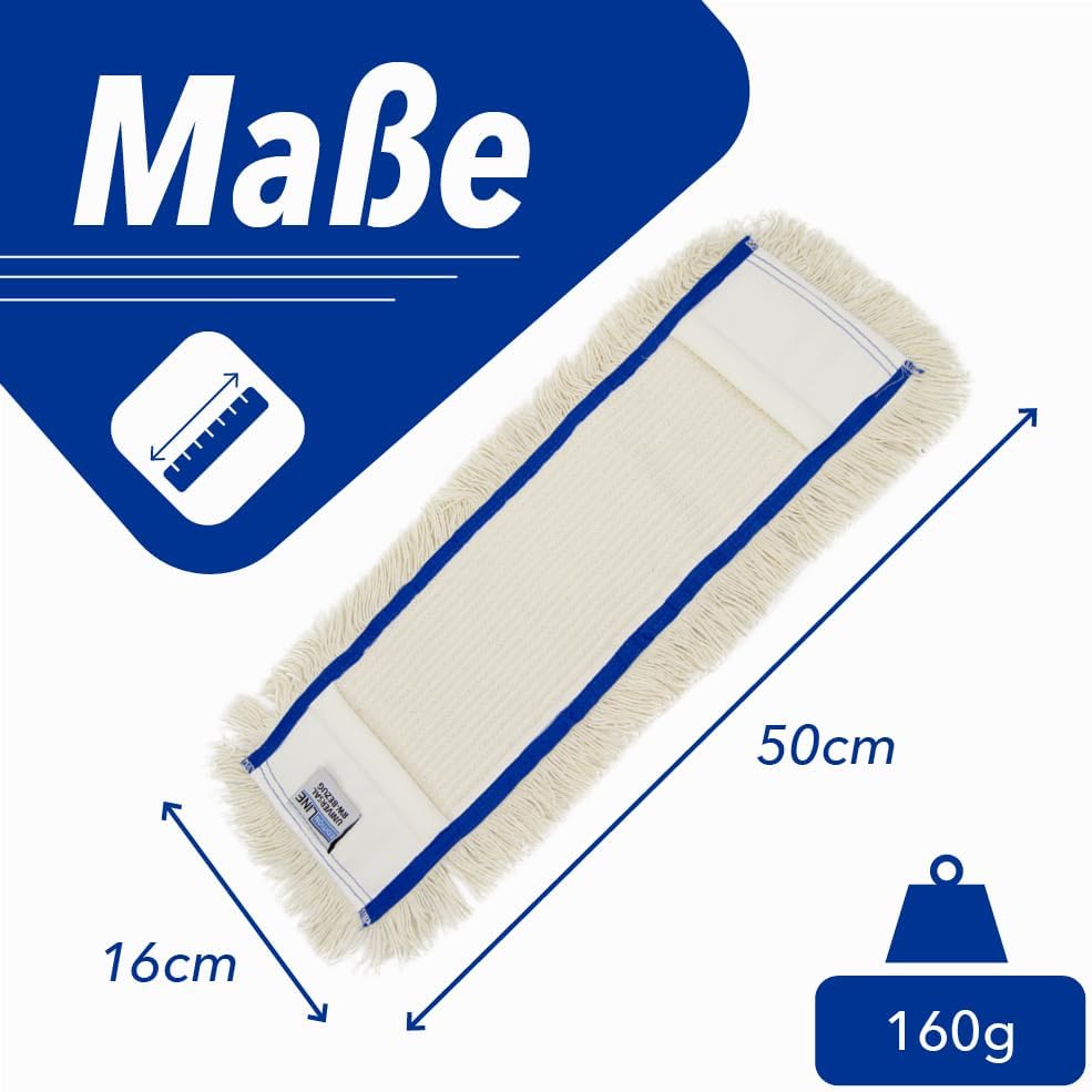Baumwollmopp Wischbezug 50cm, weiss - Ersatzbezug für Bodenwischer - Wischmopp Bezug für alle gängig