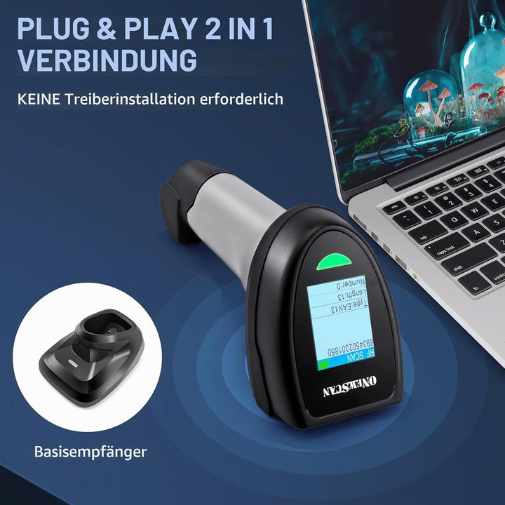 2D Barcode Scanner Wireless, QR Code Scanner Handheld Barcode Scanner with Base 2 in 1 USB Wired Con