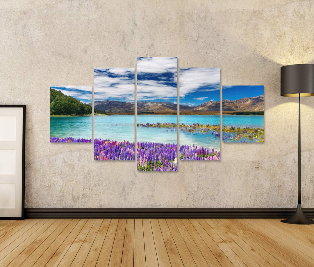 islandburner Bild auf Leinwand Tekapo See Neuseeland Bilder Wandbilder Poster Leinwand 170x80cm - 5