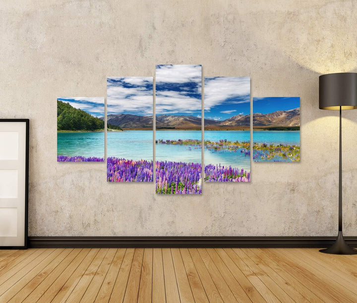 islandburner Bild auf Leinwand Tekapo See Neuseeland Bilder Wandbilder Poster Leinwand 170x80cm - 5