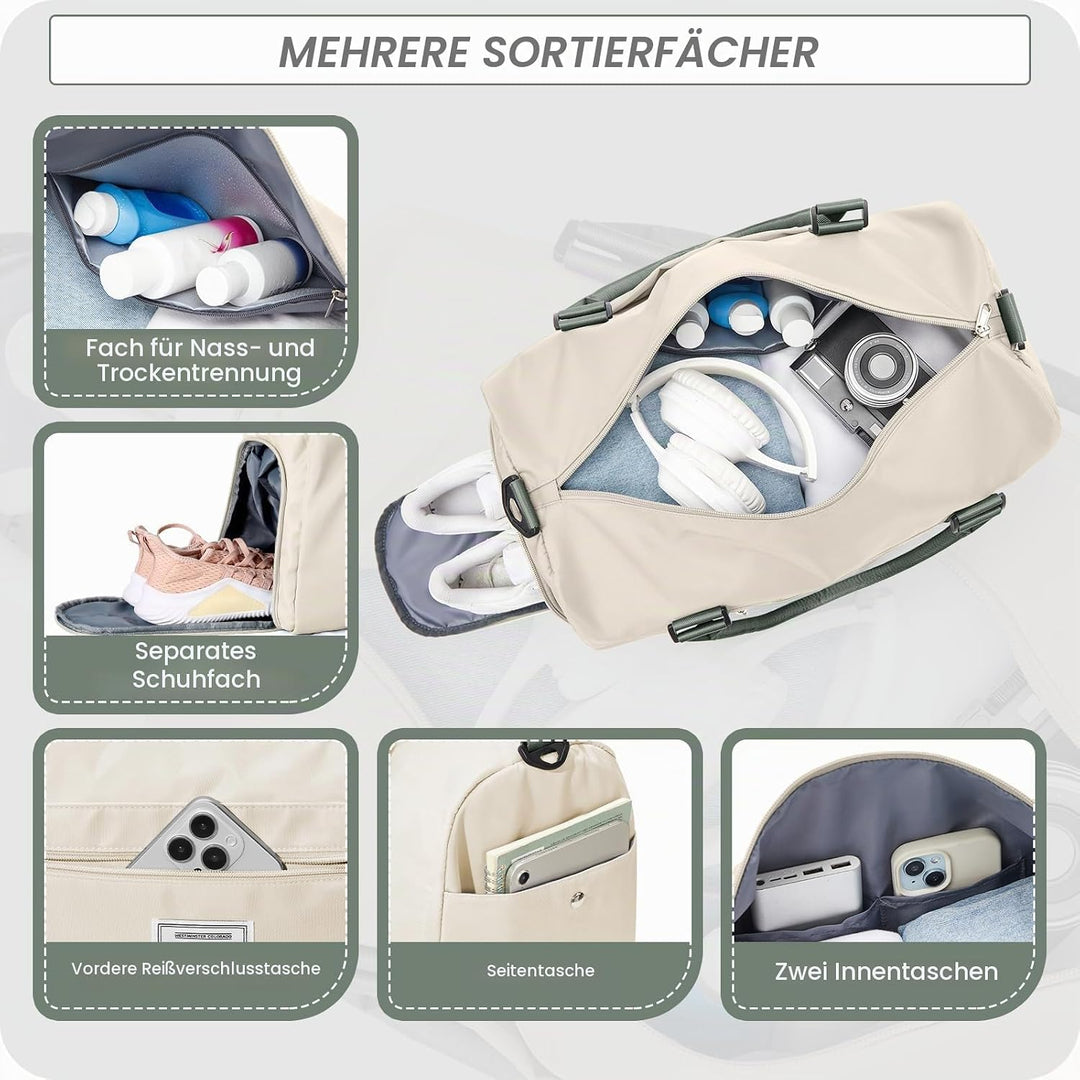 HYC00 Sport Duffel Bag Damen Sporttasche für Damen Herren mit Nassfach &amp; Schuhfach, Reisetasche Hand