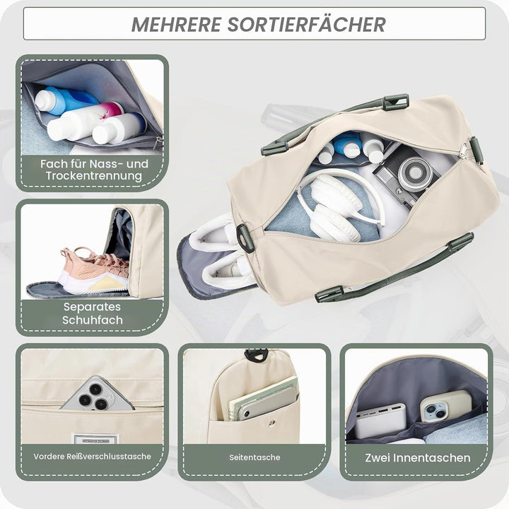 HYC00 Sport Duffel Bag Damen Sporttasche für Damen Herren mit Nassfach &amp; Schuhfach, Reisetasche Hand
