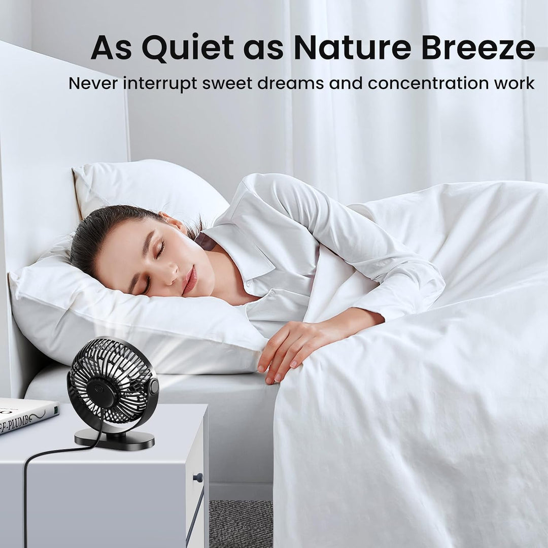 USB Tischventilator, Leistungsstarker Tragbarer Mini Ventilator , 3 Geschwindigkeiten für Schnelle K