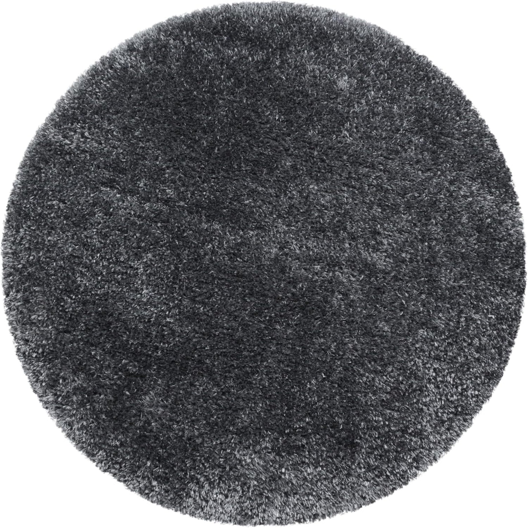 Teppium Hochflor Teppich Wohnzimmer 120 cm Rund Grau - Flauschiger Shaggy Teppich Extra Weich und Ei